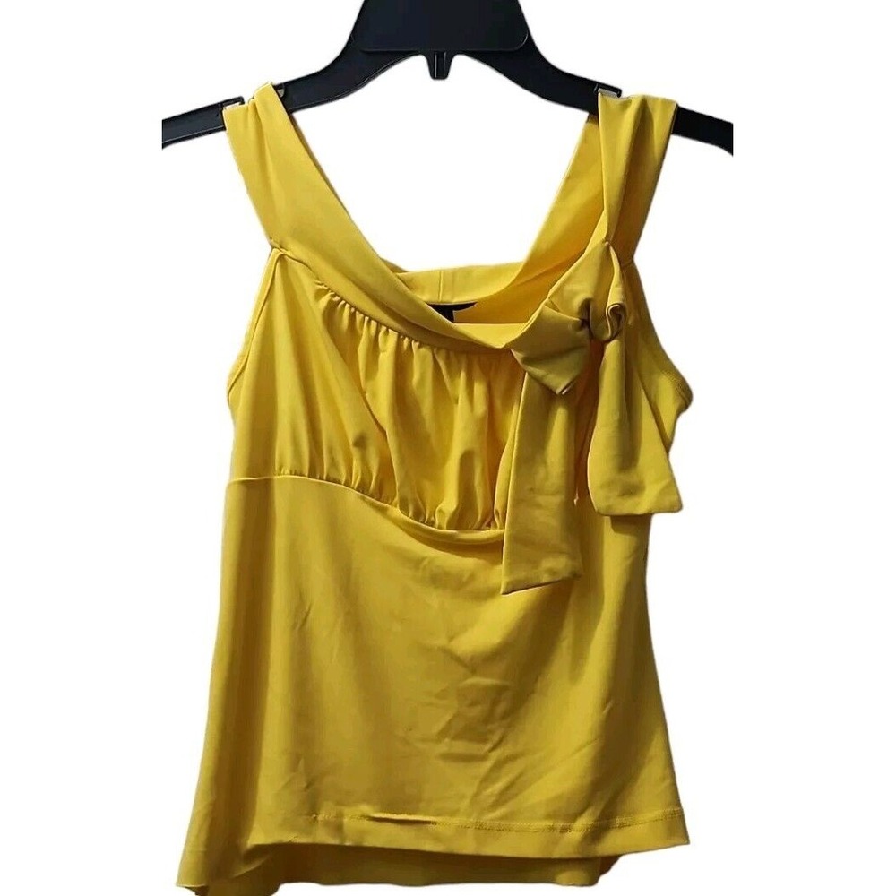 Hot Kiss Yellow Tank Top Sleeveless Bow Accent Casual Top Size M